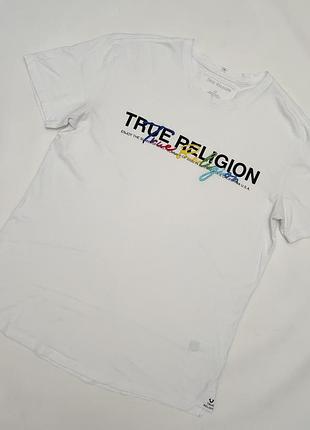 Біла футболка true religion логотип вишивка
