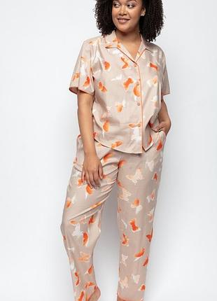 Піжама жіноча cyberjammies sage 9588-9589 18/2xl сірий з принтом метелика (5051877442085)