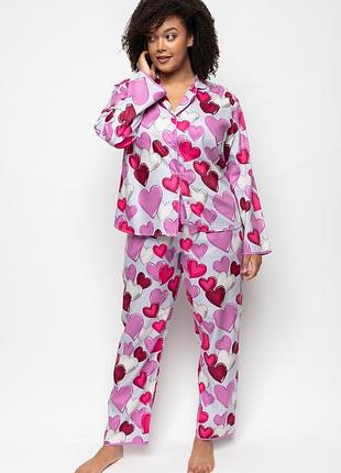 Піжама жіноча cyberjammies viola 9558-9559 14/l сірий з принтом серця (5051877450332)