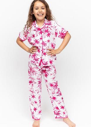 Пижама для девочки cyberjammies hailey 7078 6-7 лет/122см белый с принтом пальмы (5051877482029)