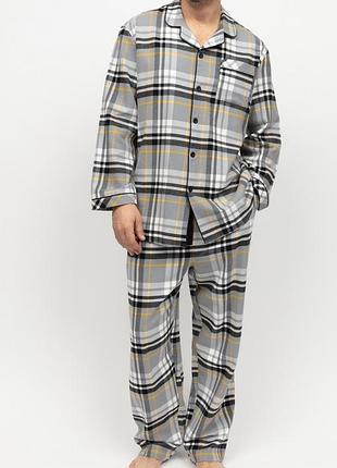 Піжама чоловіча cyberjammies parker 3028-3029 l сірий у клітку (5051877532236)