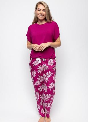 Пижама женская cyberjammies emmi 9663-9653 18/2xl розовый с принтом листьев (5051877446731)