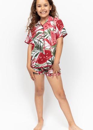 Пижама для девочки cyberjammies mel 7095 8-9 лет/134 см красный с принтом арбуза (5051877482333)