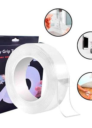Двухсторонняя клейкая лента ivy grip tape 1м х 3см многоразовая гелевая