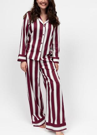 Пижама женская cyberjammies yasmin 5083-5084 4xl бордово-белый с полосатым принтом (5051877609365)