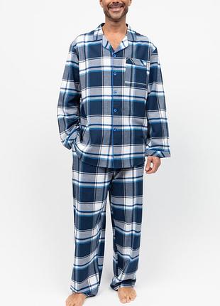 Пижама мужская (кофта + штаны) cyberjammies frosty 3141-3142 теплая фланель 100% хлопок зимняя коллекция подарочная m синий у