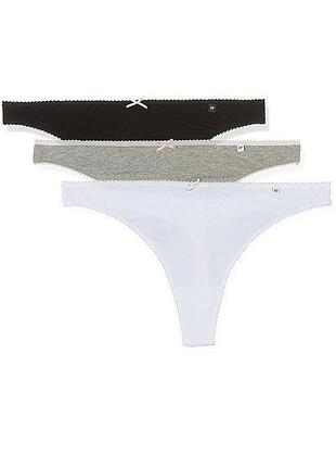 Набор трусиков pretty polly alice pdc017(3 шт) стринги женские хлопковые комфортные s black / grey marl / white (5053014375423)
