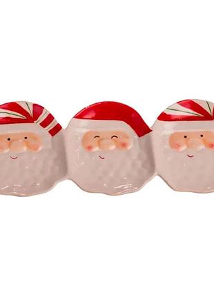 Блюдо сервірувальне новорічне для закусок santa claus 33.5×12.5 (см) з порцеляни cr-1-33
