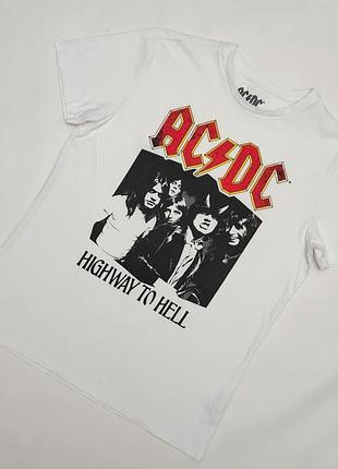 Белая футболка мерч ac/dc highway to hell