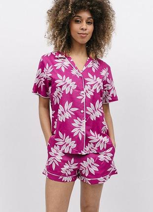 Пижама женская cyberjammies emmi 9652-9655 14/l розовый с принтом листьев (5051877445963)