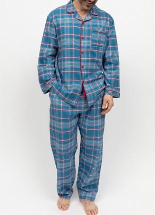 Піжама чоловіча cyberjammies montana 3039-3040 s блакитний у клітинку (5051877532618)