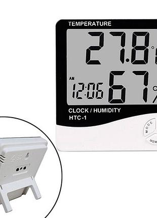 Термометр гигрометр цифровой -10~50c жк 3.8" термогигрометр htc-1 часы/будильник