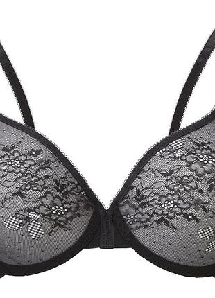 Бюстгальтер gossard glossies lace 13001 изящный прозрачный мягкий из кружева шантильи для идеальной формы 75c black
