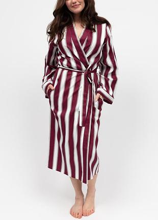 Халат женский cyberjammies yasmin 5086 5xl бордово-белый с полосатым принтом (5051877609730)