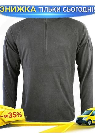 Кофта флісова тактична чоловіча армійська фліс для зсу kombat uk alpha mid-layer fleece l чорний ku-22
