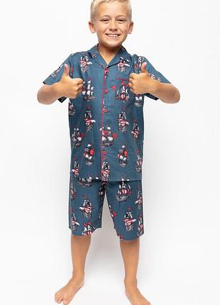 Пижама для мальчика cyberjammies jasper 6789 4-5 лет/110 см зеленый с принтом пиратского корабля (5051877435766)