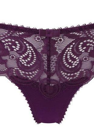 Трусики gossard gypsy 11116 стринги низкой посадки кружевные xs dark purple (5053014386511)