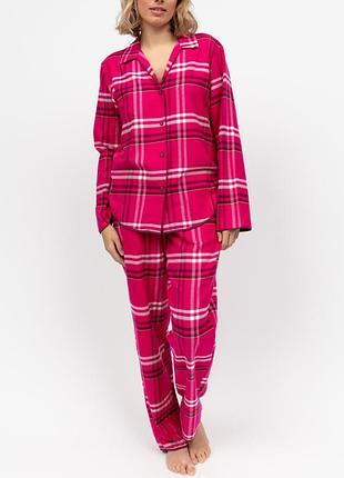 Женская пижама cyberjammies isabella 5120-5121 тепла байковая фемели лук новогодняя коллекция xs розовый в клетку (5051877613744)