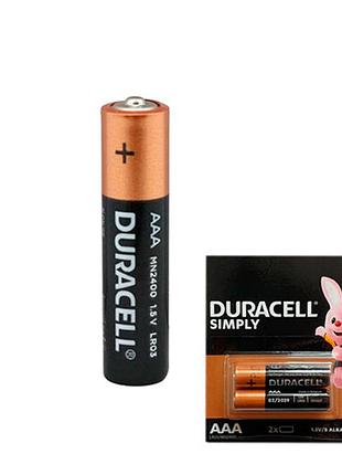 Батарейка aaa lr03 duracell simply лужна 1.5в алкалінова довговічна для пультів, іграшок, електроніки та годинників