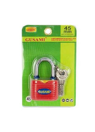 Замок навісний gusami висячий 45мм сталева дужка 4 ключі міцний корпус
