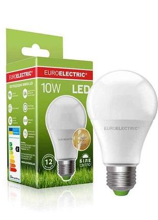 Лампа светодиодная 10w e27 4000k a60 (100) тм euroelectric