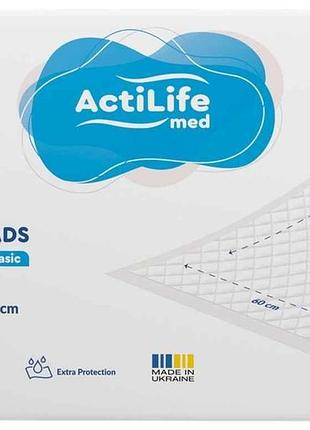 Пеленки для взрослых 30шт гигиенические поглощающие actilife med basic 60х90см тм actilife