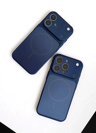 Чехол противоударный nofelet ag glass case с magsafe для iphone 13 pro max с защитой камеры синий 3