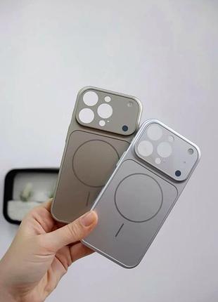 Чехол противоударный nofelet ag glass case с magsafe для iphone 13 pro max с защитой камеры синий 6