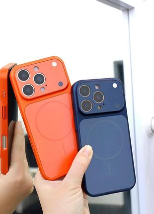 Чехол противоударный nofelet ag glass case с magsafe для iphone 13 pro max с защитой камеры синий 10