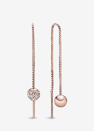 Серьги свисающие сферы rose 288325cz