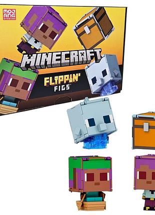 Фигурки-трансформер mattel minecraft flippin figs 2-pack (jcy31)