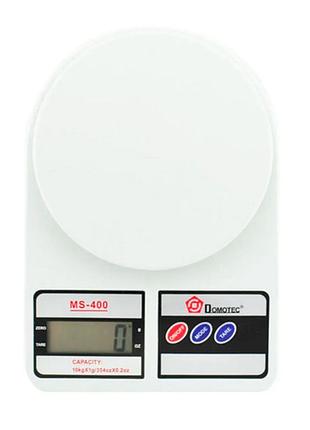 Электронные весы domotec ms-400, до 10 кг, точность 1 г, жк-дисплей, функция тары и автоотключение