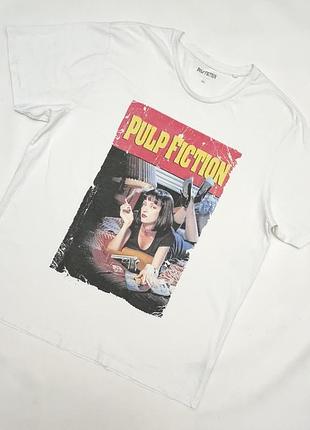Белая футболка в винтажном стиле мерч криминальное чтиво / pulp fiction