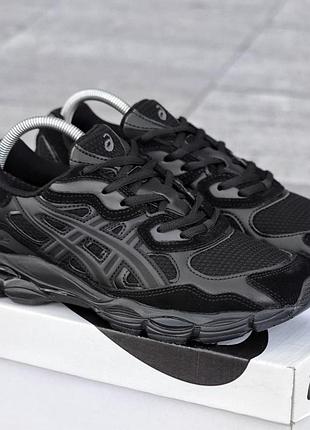 Мужские кроссовки asics gel nyc termo gore-tex черные термо водонепроницаемые кроссы из кожи на осень зиму ассикс гель нюк гортекс