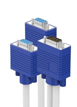 Коммутатор vga 1 на 2, сплиттер vga с ферритовыми фильтрами, разветвитель сигнала для мониторов, кабель vga