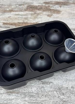 Форма силиконовая для льда ice ball 6 шариков 4.5см, двойная форма для виски и коктейлей, с лейкой