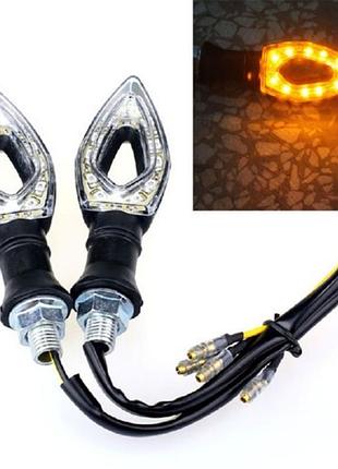 Указівники повороту led для мотоцикла, поворотники 12v пара, жовті світлодіодні сигнальні лампи