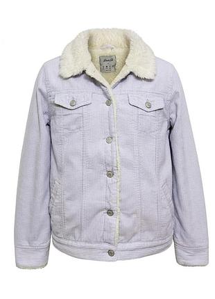 Тепла вельветова куртка-шерпа denim co. сіро-блакитного кольору зі штучним хутром | розмір eur 36 / s | бавовна