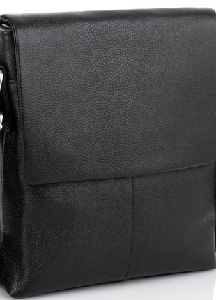 Мужская сумка через плечо кожаная черная tiding bag sk a75-181