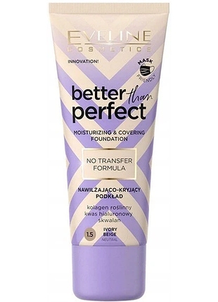 Тональна основа eveline cosmetics better than perfect зволожувальна 30 мл тон 1.5 ivory beige
