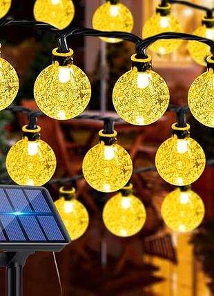 Уличная светодиодная гирлянда на солнечной батарее «красочные шарики» 60 led 11 м ip54 с датчиком света 8 режимов