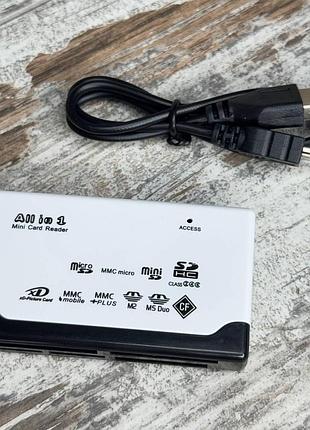 Usb кардрідер для mini/microsd, sd, mmc, xd, m2, ms duo, cf карт пам’яті, універсальний
