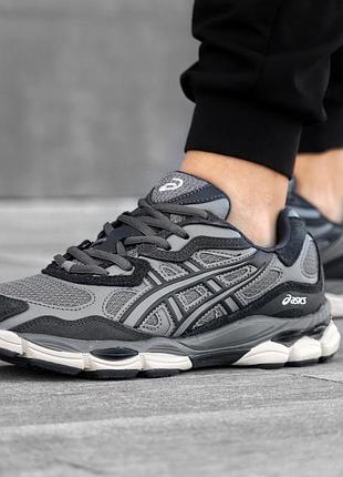Мужские кроссовки asics gel nyc termo gore-tex серые термо водонепроницаемые кожаные кроссы на осень зиму ассикс гель нюк гортекс