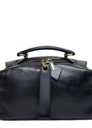 Черная кожаная женская сумка арт.77602 black (китай)