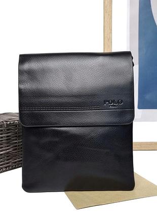 Мужская сумка мессенджер искусственная кожа черный арт.350-1 black polo (китай)