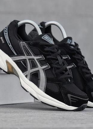Чоловічі кросівки asics gel-1130 gore-tex termo чорно білі водовідштовхувальні термо брендові із шкіри та замші на осінь зиму