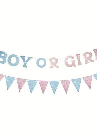 Бумажная гирлянда девочка или мальчик «boy or girl» для гендер-пати