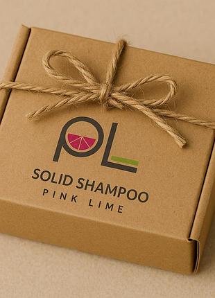 Твёрдый натуральный шампунь, solid shampoo pink lime, 100 грам