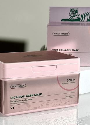 Укрепляющие и успокаивающие маски для лица vt cosmetics cica collagen mask (30 шт) 320 g