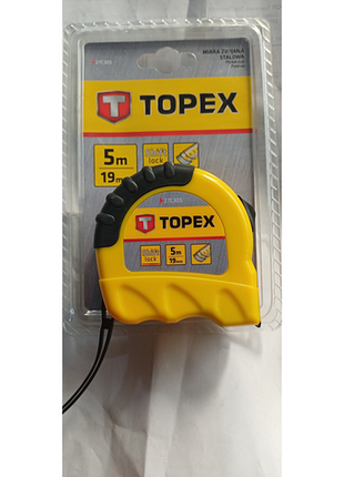 Рулетка сталева topex shiftlock 27c305, 5 м х 19 мм, двокомпонентний корпус